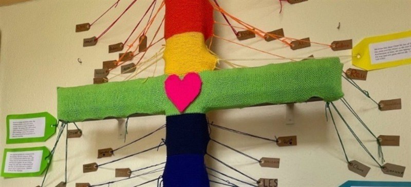 Rainbow Cross in foyer